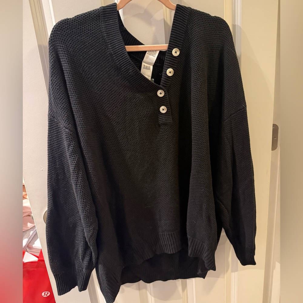 NWT PINK Victoria's Secret Black V-Neck Sweater